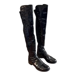 Stuart Weitzman | Black 5050 Lift Leather & Stretch
Over The Knee Boots Size 10